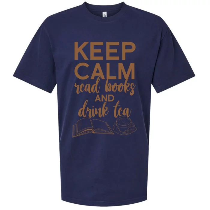 Funny Keep Calm Read Books And Tea Gift Gift Sueded Cloud Jersey T-Shirt