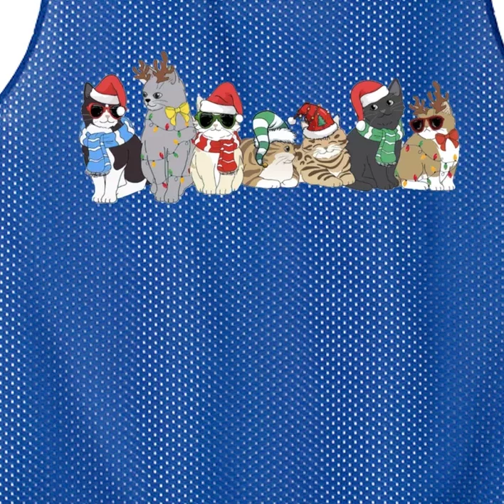 Funny Kittens Christmas Cute Gift Xmas Tree Lights Xmas Cat Gift Mesh Reversible Basketball Jersey Tank