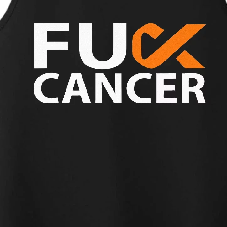 Fuck Kidney Cancer FU FU Orange Ribbon Cancer Awareness Performance Tank