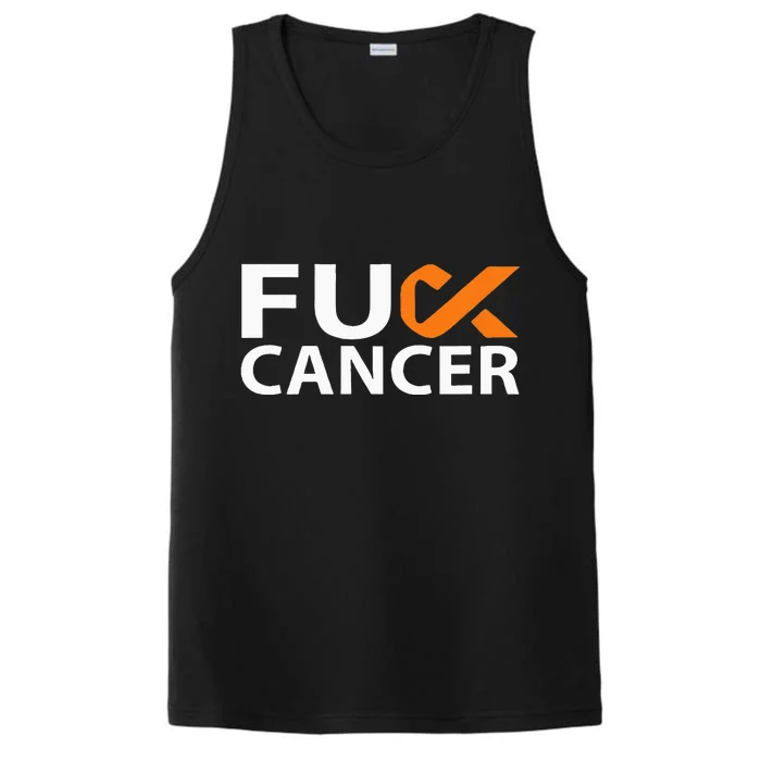 Fuck Kidney Cancer FU FU Orange Ribbon Cancer Awareness Performance Tank