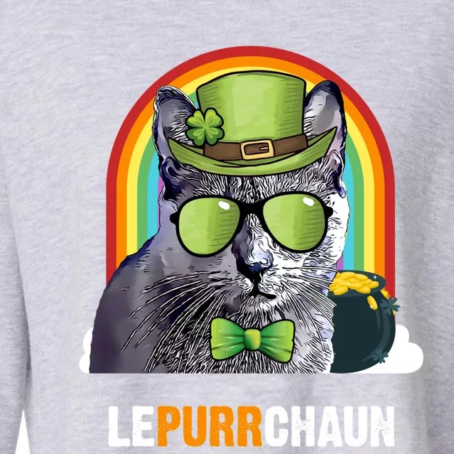 Funny Korat Cat Lepurrchaun St Patricks Day Gift Cropped Pullover Crew