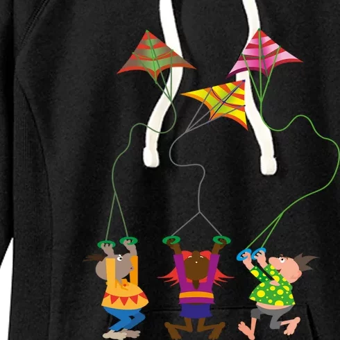 Flying Kites Cartoon Gift Women's Fleece Hoodie