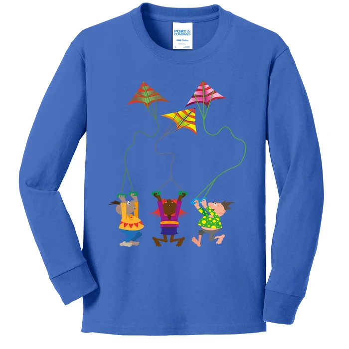 Flying Kites Cartoon Gift Kids Long Sleeve Shirt