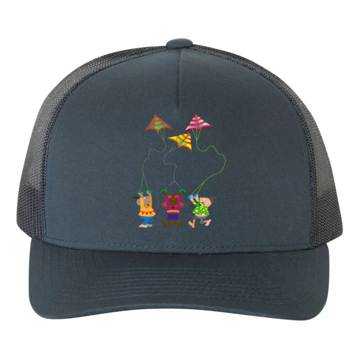 Flying Kites Cartoon Gift Yupoong Adult 5-Panel Trucker Hat