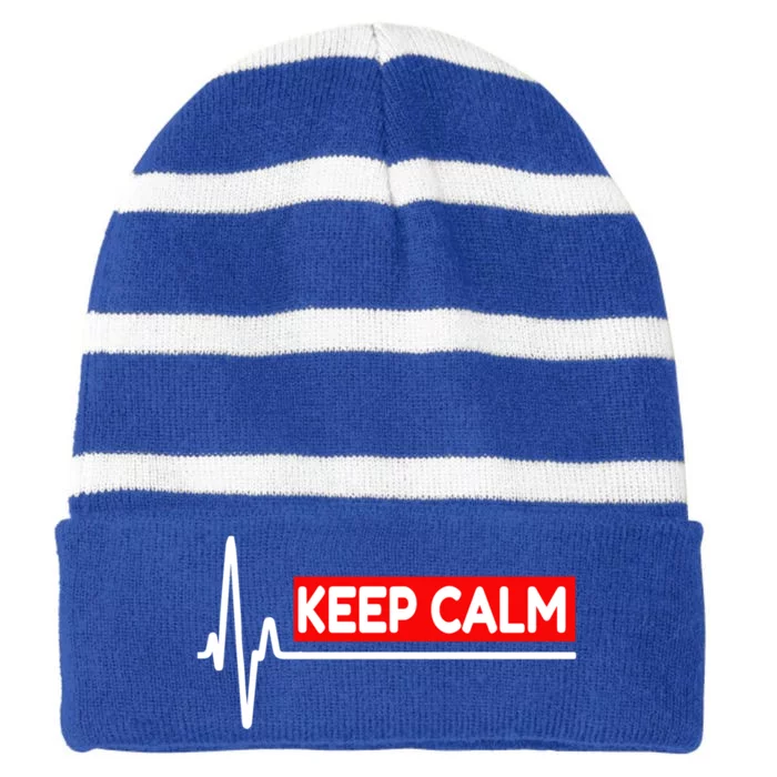 Funny Keep Calm Nurse Christmas Shopping Relax Cool Gift Striped Beanie with Solid Band