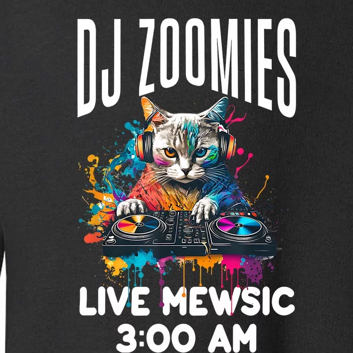 Funny Kitty Cat Lover Rainbow Funny DJ Music Zoomies Toddler Sweatshirt