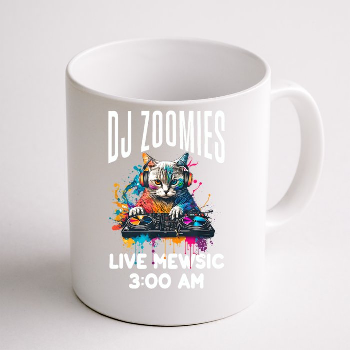 Funny Kitty Cat Lover Rainbow Funny DJ Music Zoomies Front & Back Coffee Mug