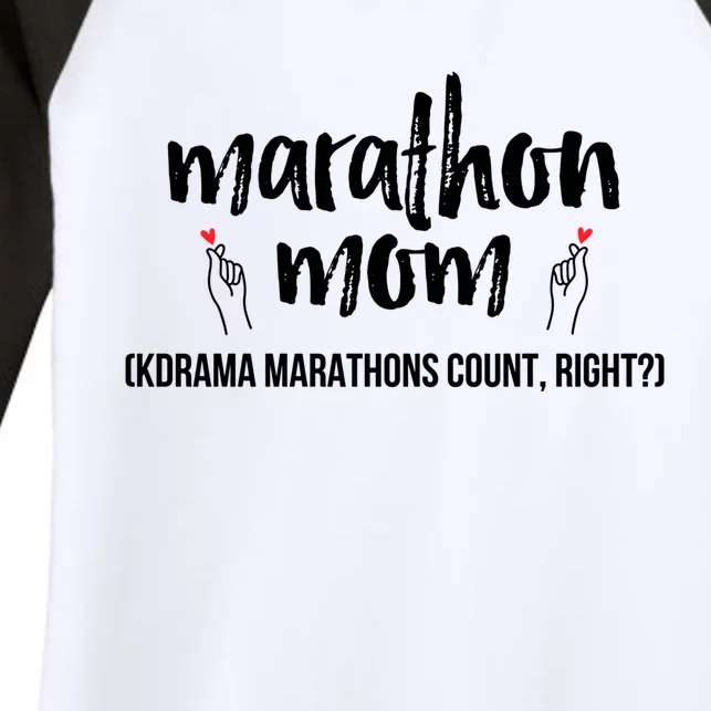 Funny Korean Drama Marathon Mom Gift For Kdrama Mama Fans Gift Women's Tri-Blend 3/4-Sleeve Raglan Shirt