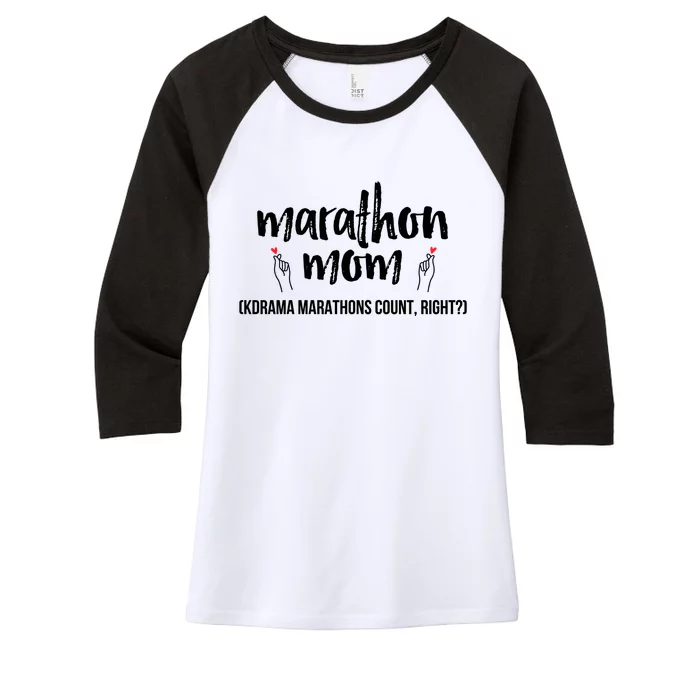 Funny Korean Drama Marathon Mom Gift For Kdrama Mama Fans Gift Women's Tri-Blend 3/4-Sleeve Raglan Shirt