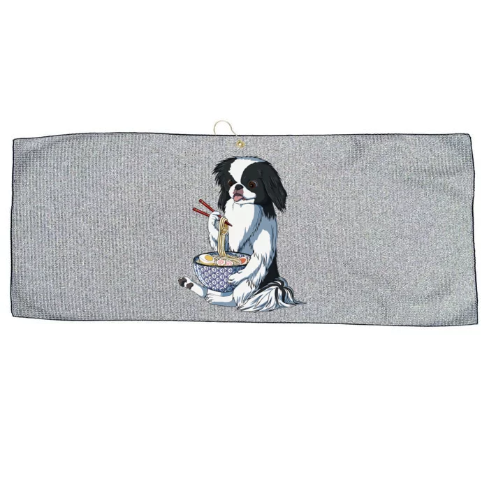 Funny Kawaii Dog Eats Ramen Noodles Japanese Chin Large Microfiber Waffle Golf Towel