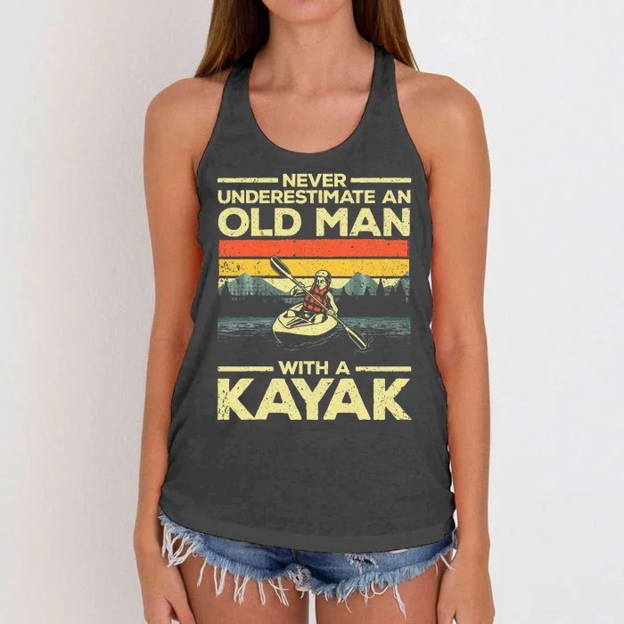 Funny Kayaking Design For Men Grandpa Kayaker Kayak Lovers Women's Knotted Racerback Tank