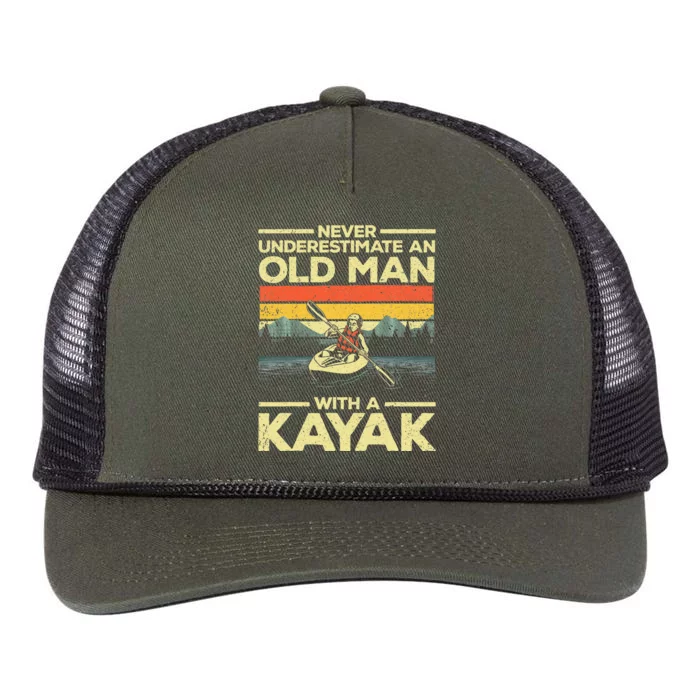 Funny Kayaking Design For Men Grandpa Kayaker Kayak Lovers Retro Rope Trucker Hat Cap