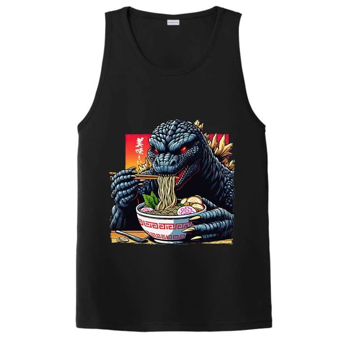 Funny Kaiju Eating Ramen Japanese Monster Lover Birthday Performance Tank