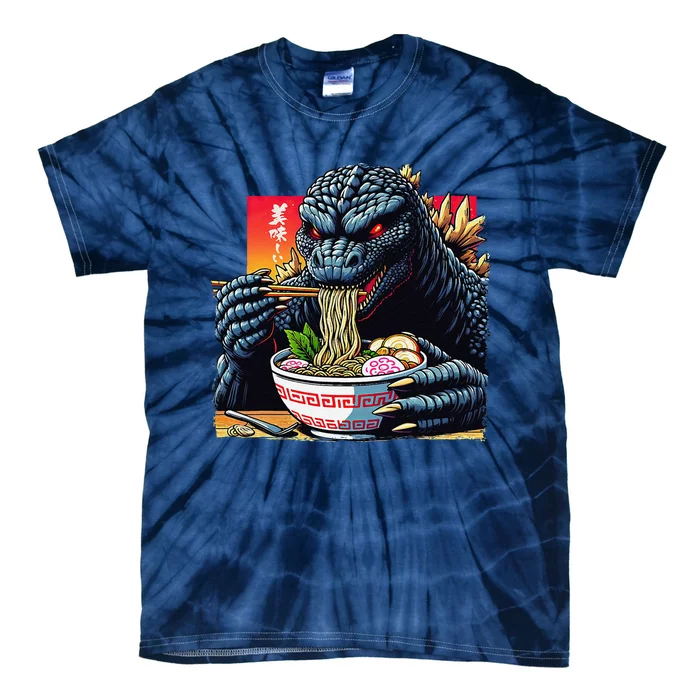 Funny Kaiju Eating Ramen Japanese Monster Lover Birthday Tie-Dye T-Shirt