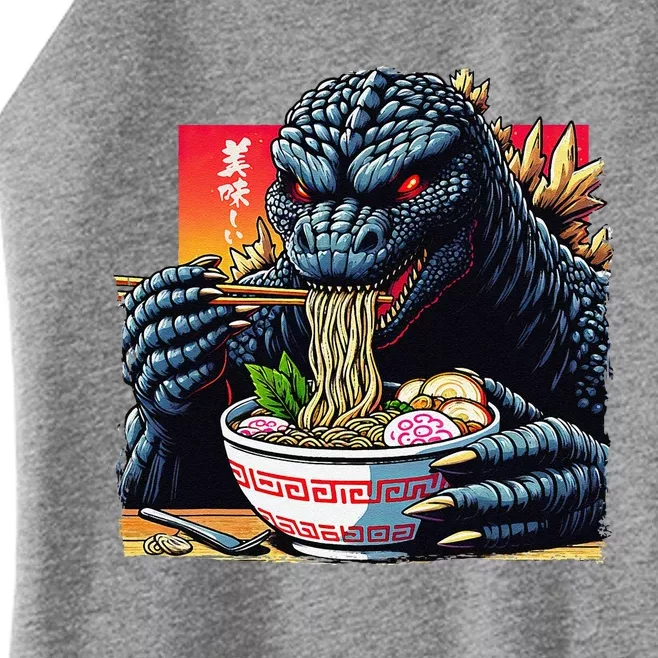 Funny Kaiju Eating Ramen Japanese Monster Lover Birthday Women’s Perfect Tri Rocker Tank