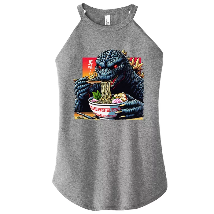 Funny Kaiju Eating Ramen Japanese Monster Lover Birthday Women’s Perfect Tri Rocker Tank