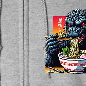 Funny Kaiju Eating Ramen Japanese Monster Lover Birthday Full Zip Hoodie