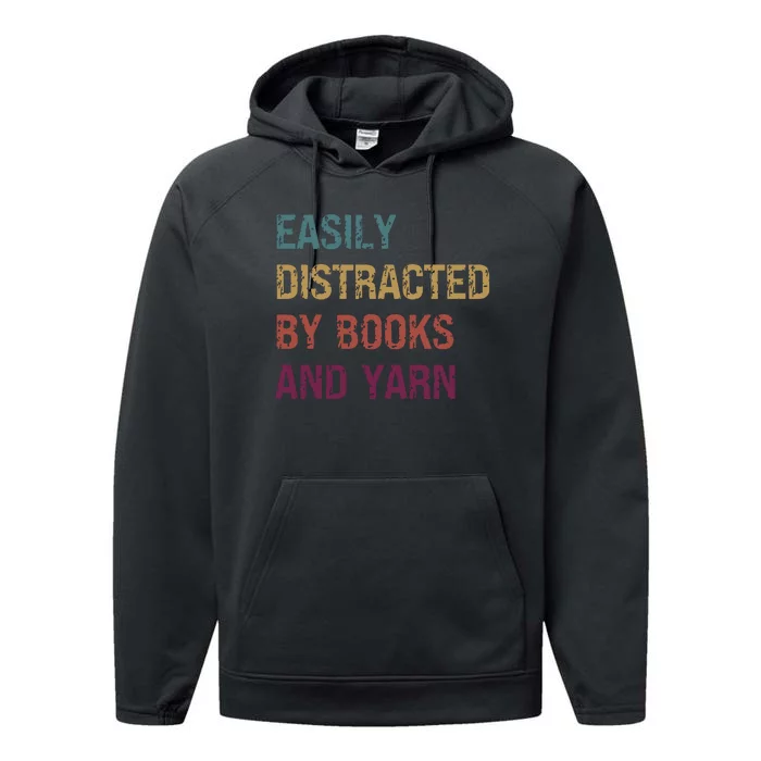 Funny Knitting Easily Distracted By Knitting Books Yarn Performance Fleece Hoodie