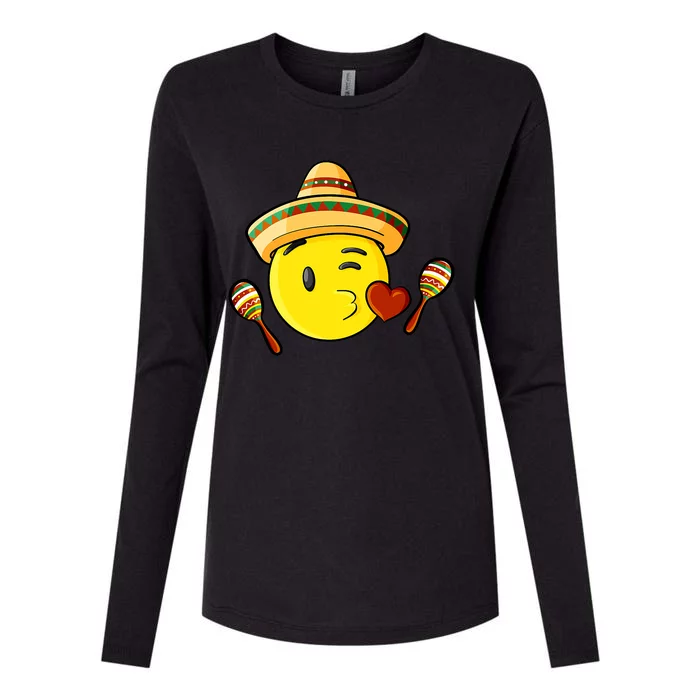 Fiesta Kiss Emoticon Cinco De Mayo Mexican Gift Womens Cotton Relaxed Long Sleeve T-Shirt