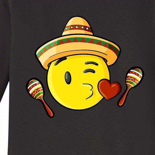 Fiesta Kiss Emoticon Cinco De Mayo Mexican Gift Baby Long Sleeve Bodysuit