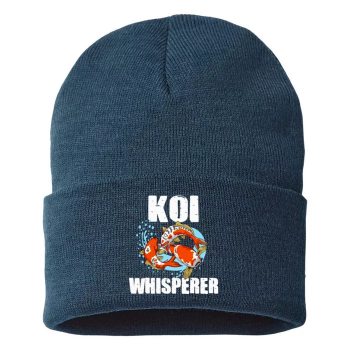 Funny Koi Fish Gift Cool Koi Whisperer Fish Lover Sustainable Knit Beanie