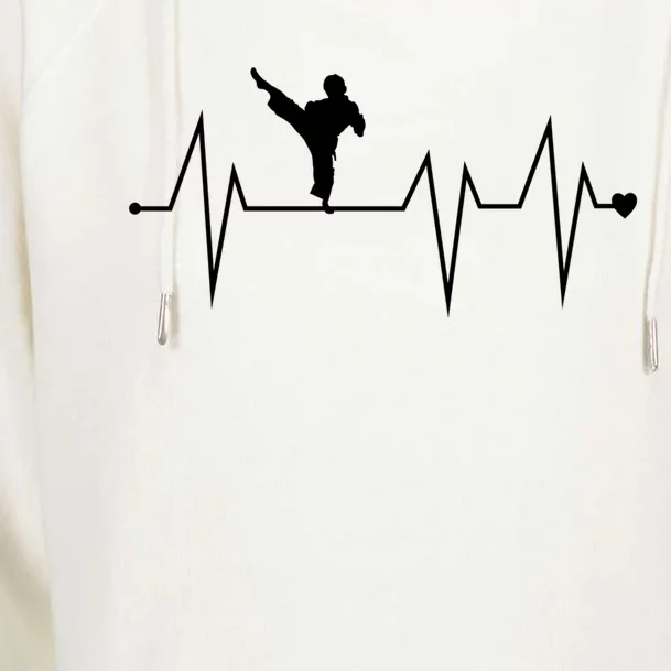 Funny Karate Fighter Shotokan Heartbeat Heart Pulse Rate Ekg Meaningful Gift Womens Funnel Neck Pullover Hood