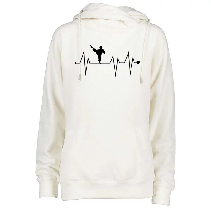 Funny Karate Fighter Shotokan Heartbeat Heart Pulse Rate Ekg Meaningful Gift Womens Funnel Neck Pullover Hood