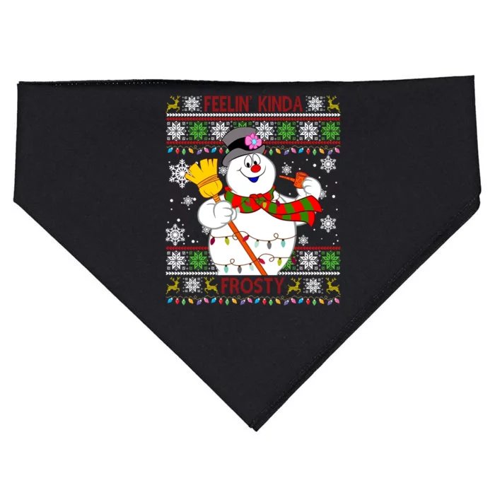 Feelin Kinda Frosty Ugly Christmas Frosty Snowman Christmas USA-Made Doggie Bandana