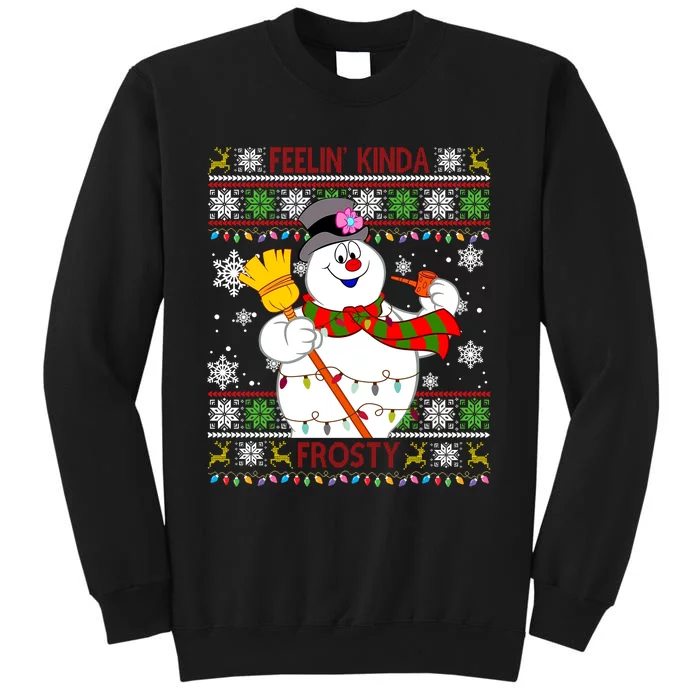 Feelin Kinda Frosty Ugly Christmas Frosty Snowman Christmas Tall Sweatshirt