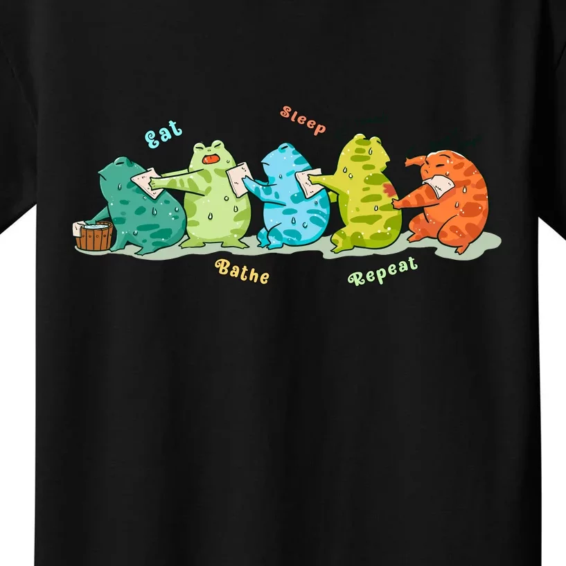 Funny Kawaii Frog Eat. Sleep. Bathe. Repeat Gift Kids T-Shirt