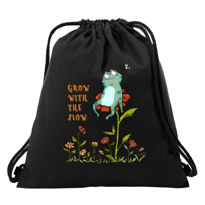 Funny Kawaii Frog Grow With The Flow Gift Drawstring Bag