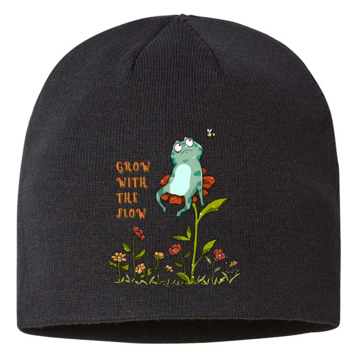 Funny Kawaii Frog Grow With The Flow Gift 8 1/2in Sustainable Knit Beanie