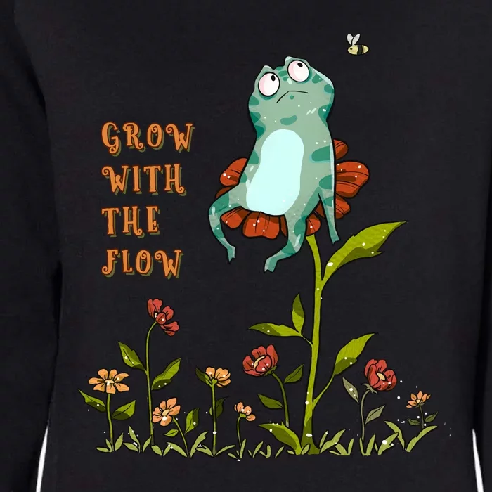 Funny Kawaii Frog Grow With The Flow Gift Womens California Wash Sweatshirt