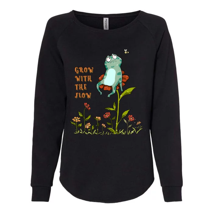 Funny Kawaii Frog Grow With The Flow Gift Womens California Wash Sweatshirt