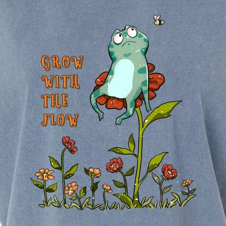 Funny Kawaii Frog Grow With The Flow Gift Garment-Dyed Women's Muscle Tee