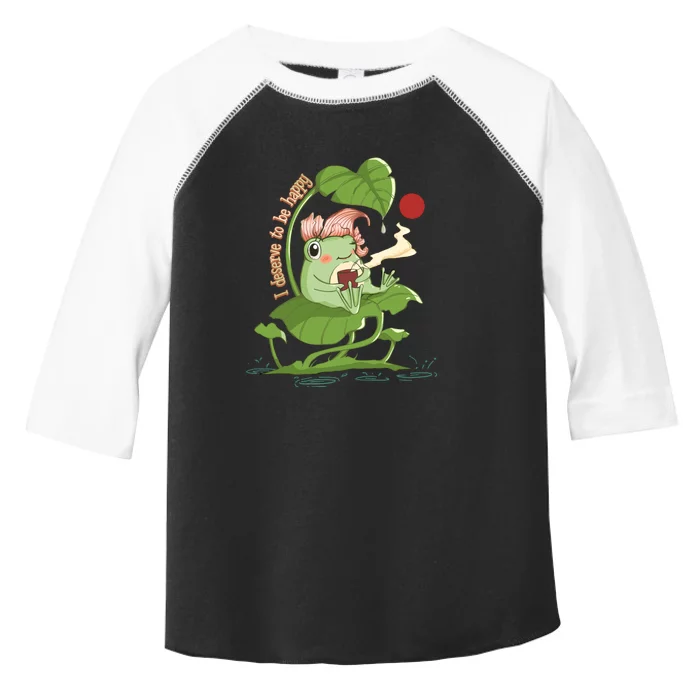 Funny Kawaii Frog I Deserve To Be Happy Gift Toddler Fine Jersey T-Shirt