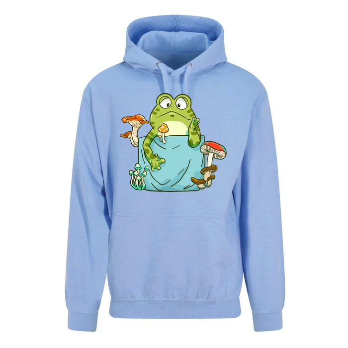 Kawaii Strawberry Frog On Mushroom Pink Anime Cottagecore Unisex Surf Hoodie