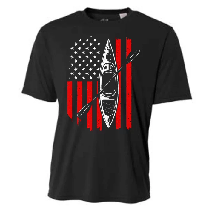 Funny Kayaking Gift For  Cool American Flag Kayak Cooling Performance Crew T-Shirt