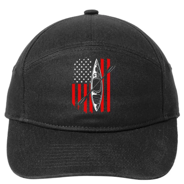 Funny Kayaking Gift For  Cool American Flag Kayak 7-Panel Snapback Hat