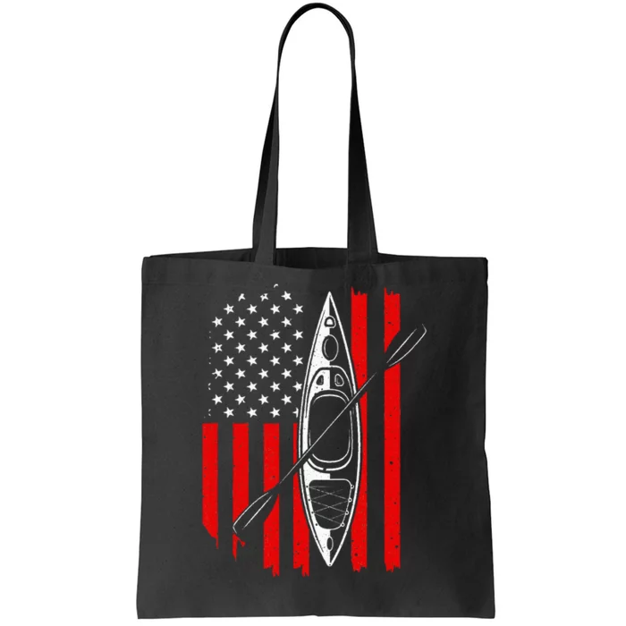 Funny Kayaking Gift For  Cool American Flag Kayak Tote Bag