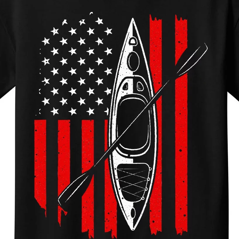 Funny Kayaking Gift For  Cool American Flag Kayak Kids T-Shirt