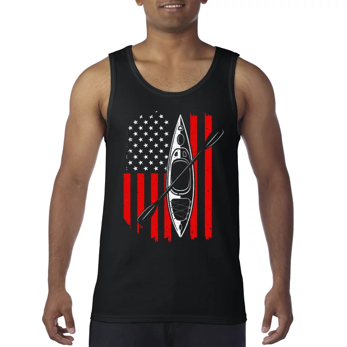 Funny Kayaking Gift For Women Cool American Flag Kayak Tank Top