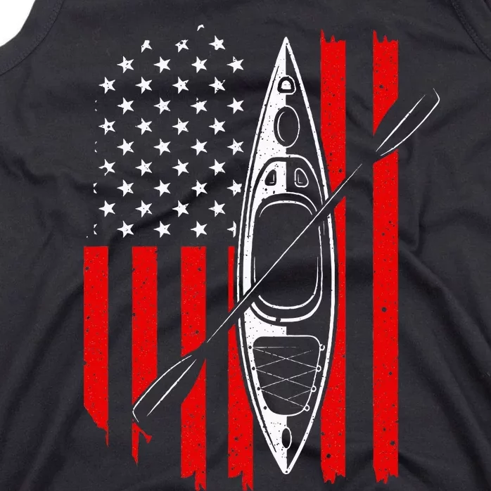 Funny Kayaking Gift For Women Cool American Flag Kayak Tank Top