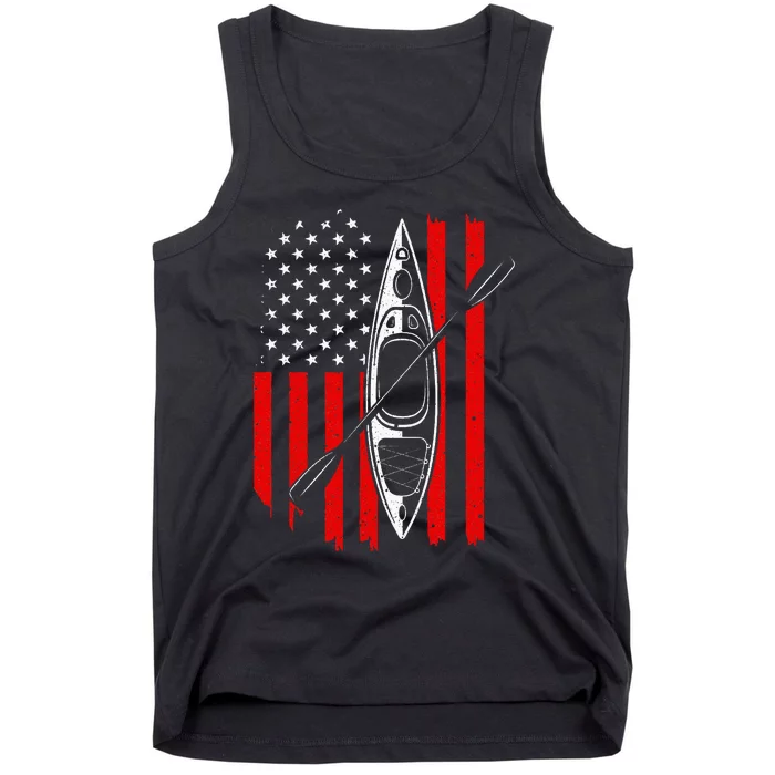 Funny Kayaking Gift For Women Cool American Flag Kayak Tank Top