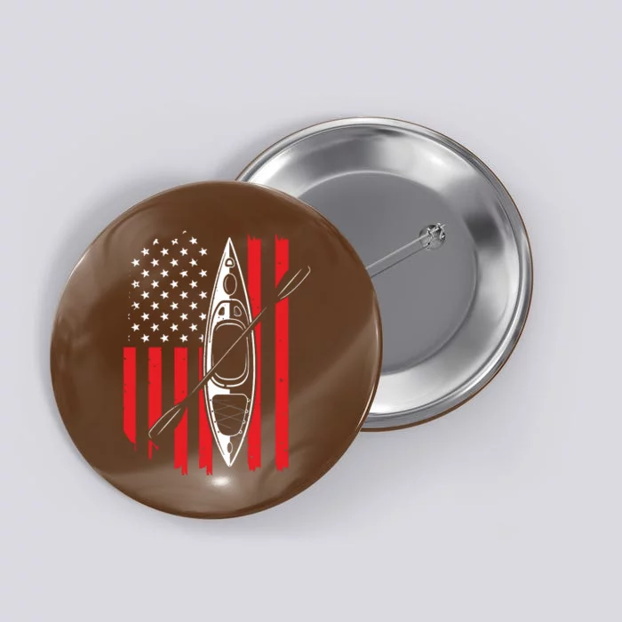 Funny Kayaking Gift For Cool American Flag Kayak Button