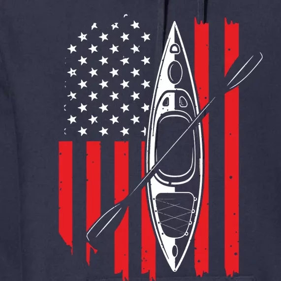 Funny Kayaking Gift For Cool American Flag Kayak Premium Hoodie