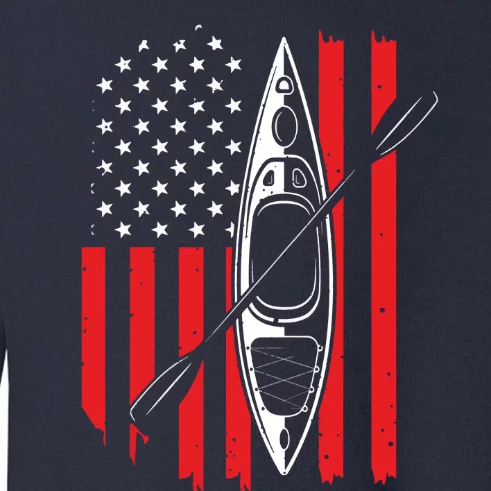 Funny Kayaking Gift For Cool American Flag Kayak Toddler Sweatshirt