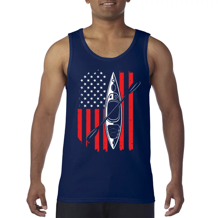 Funny Kayaking Gift For Cool American Flag Kayak Tank Top