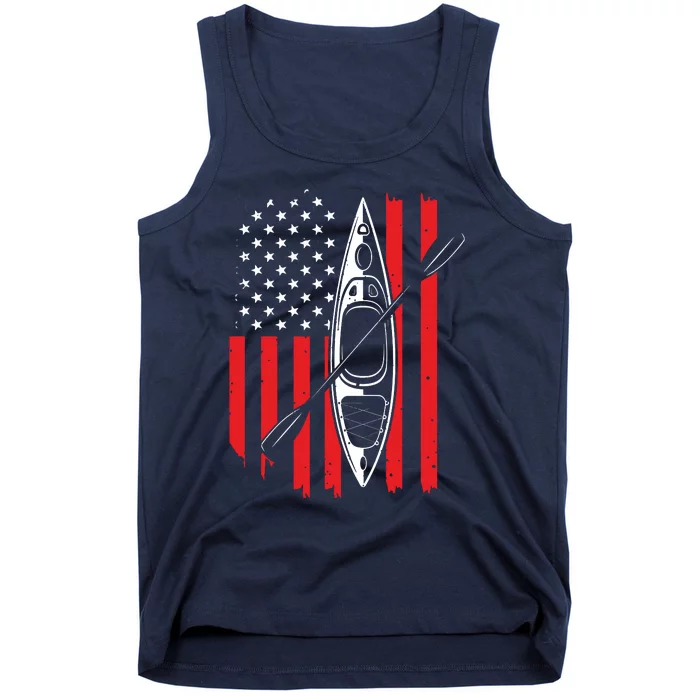 Funny Kayaking Gift For Cool American Flag Kayak Tank Top