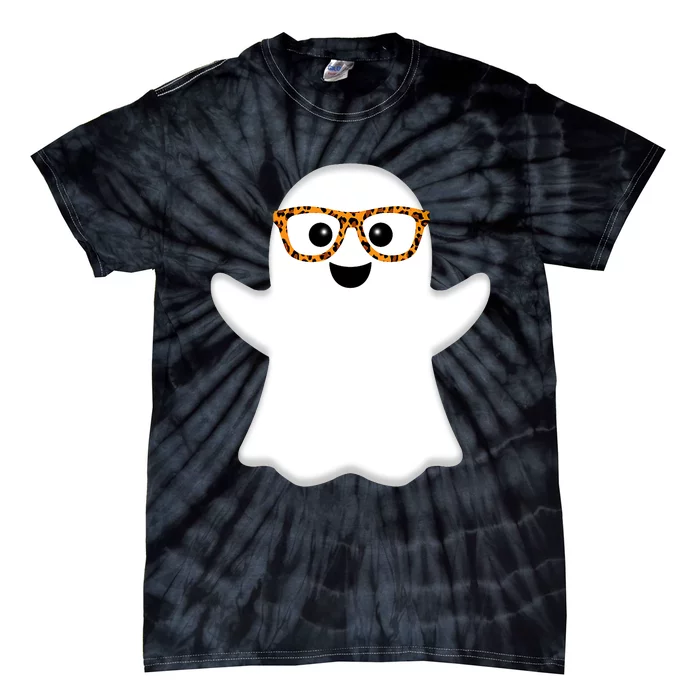 Funny Kids Ghost Halloween Costume Leopard Print Sunglasses Tie-Dye T-Shirt